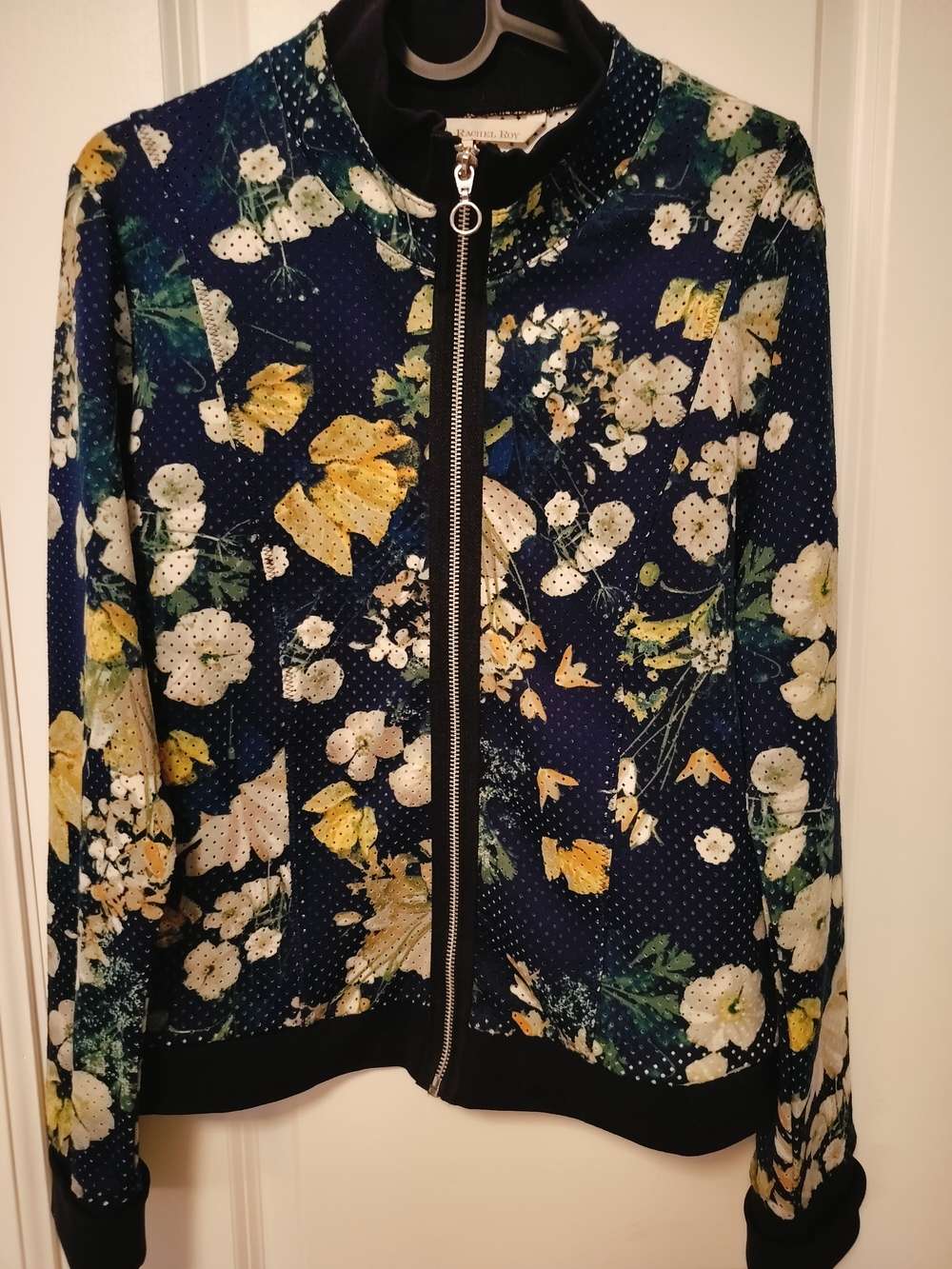Rachel Roy Floral Zip-Front Mesh Jacket Size L